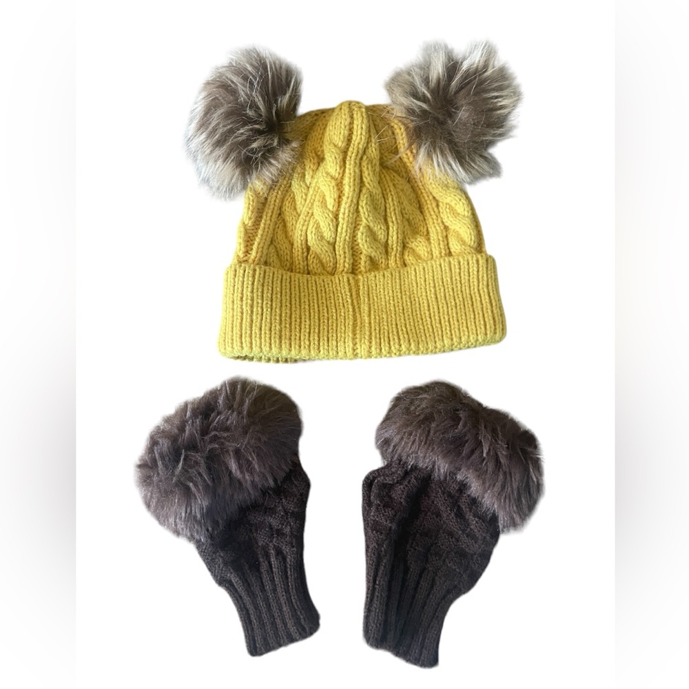 Toddler Beanie w/ open Finger knit gloves